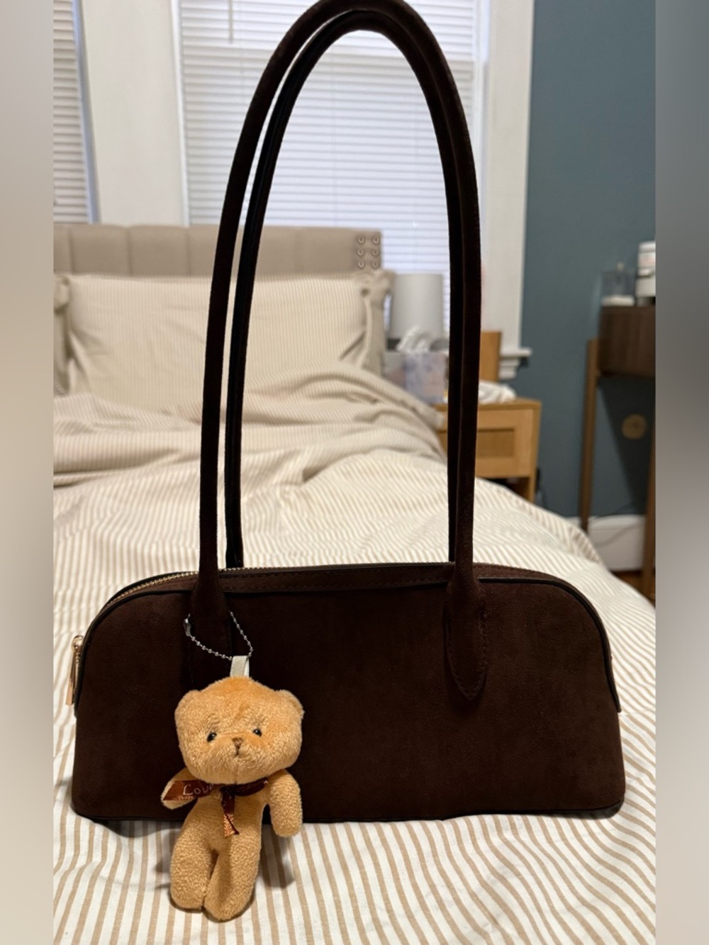 Brown Suede Shoulder Bag